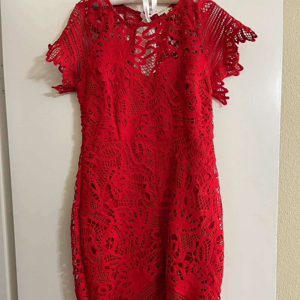 Red lace dress